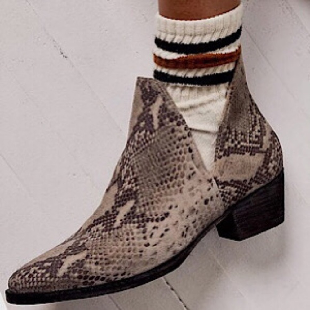 “NEW” Free People Snake Charm Double V Ankle Boot